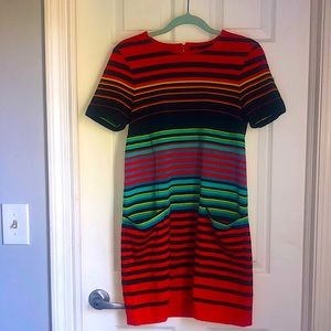 NWT Marc by Marc Jacobs Black & Multicolor Paradise Stripe Ponte Knit Dress in M